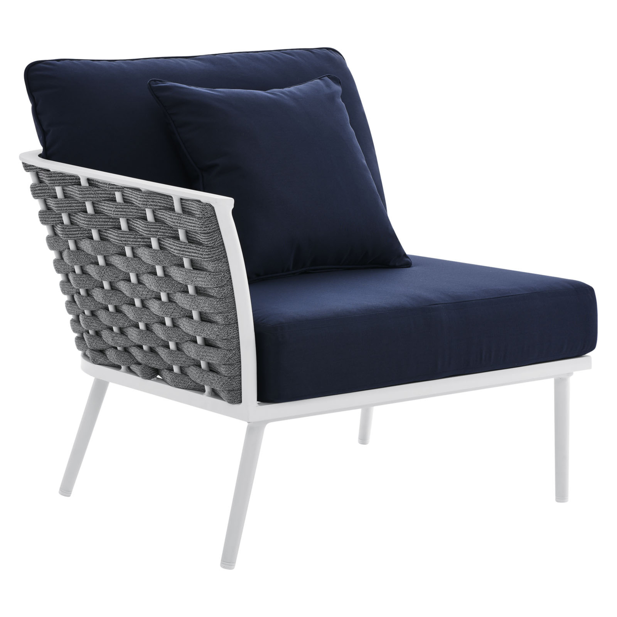 Stance Outdoor Patio Aluminum Left-Facing Armchair, White Navy