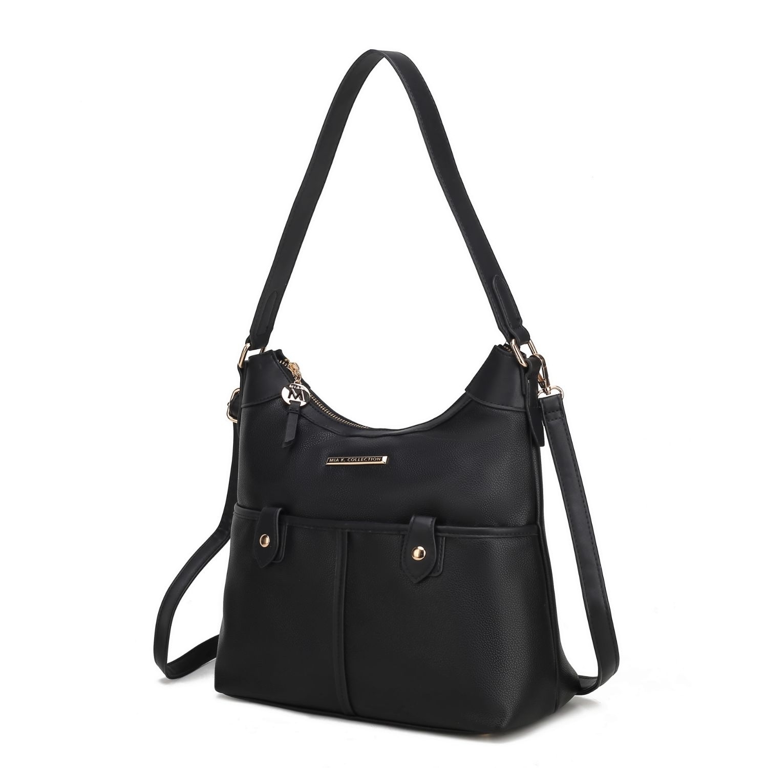 MKF Collection Harper Vegan Color Block Leather Womens Shoulder Handbag By Mia K - Light Gray - Charcoal