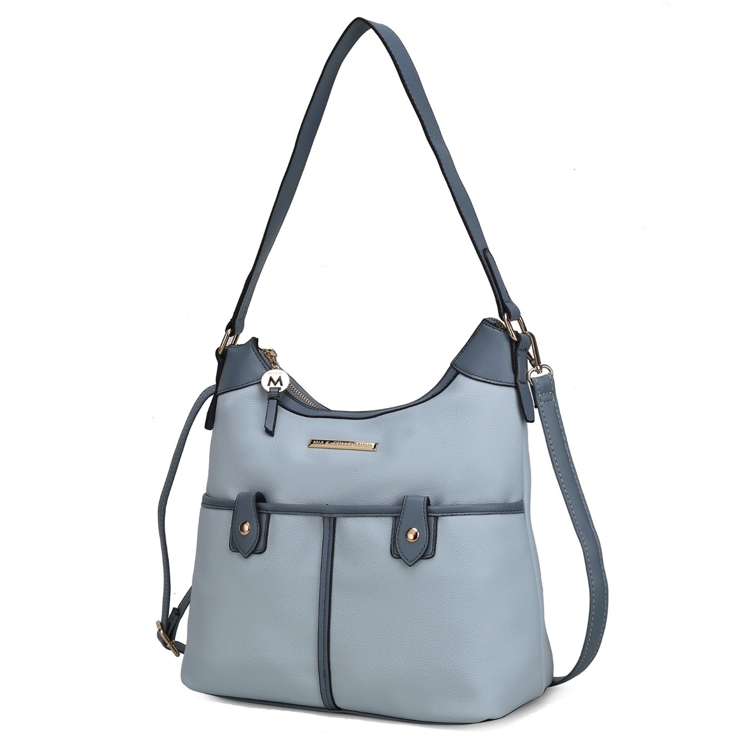 MKF Collection Harper Vegan Color Block Leather Womens Shoulder Handbag By Mia K - Light Blue - Denim