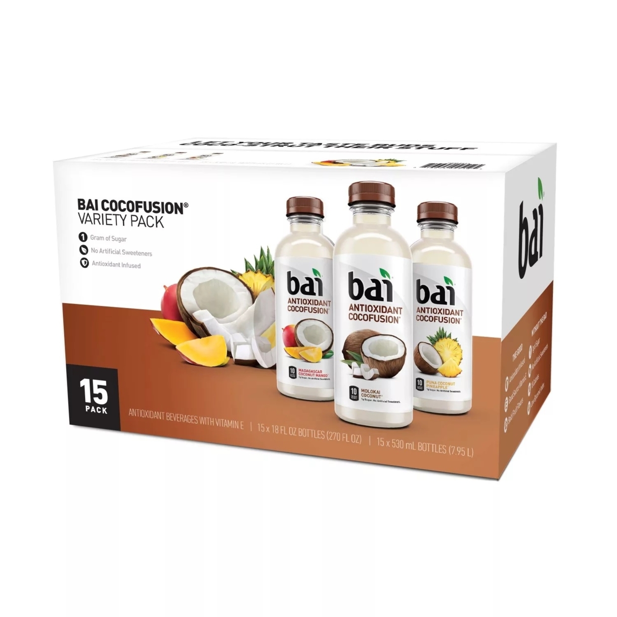 Bai Cocofusions Antioxidant Infused Beverage Variety Pack, 18 Fl Oz (15 Pack)