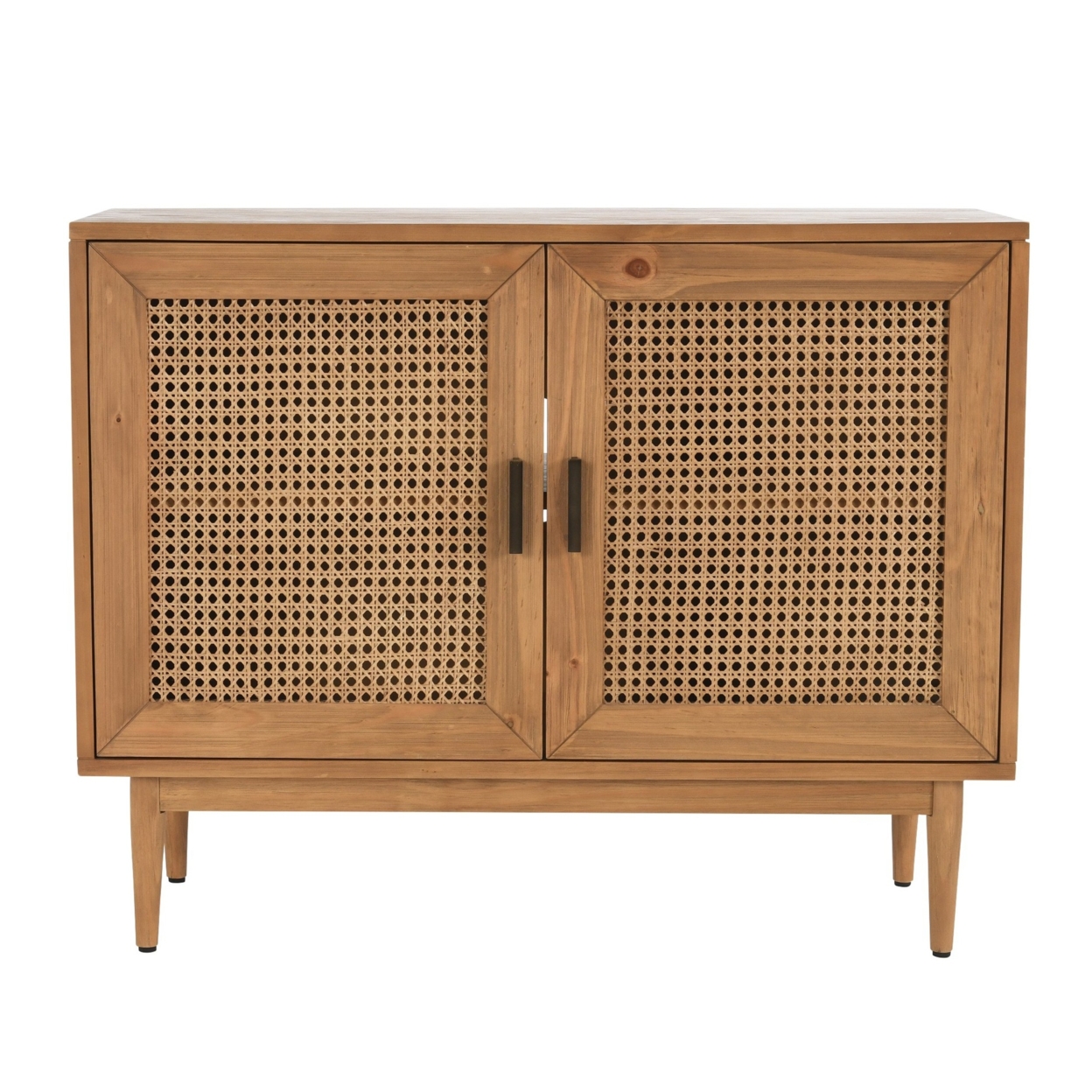 Evans 40 Inch Console Storage Cabinet, Pinewood, 2 Doors, Natural Brown- Saltoro Sherpi