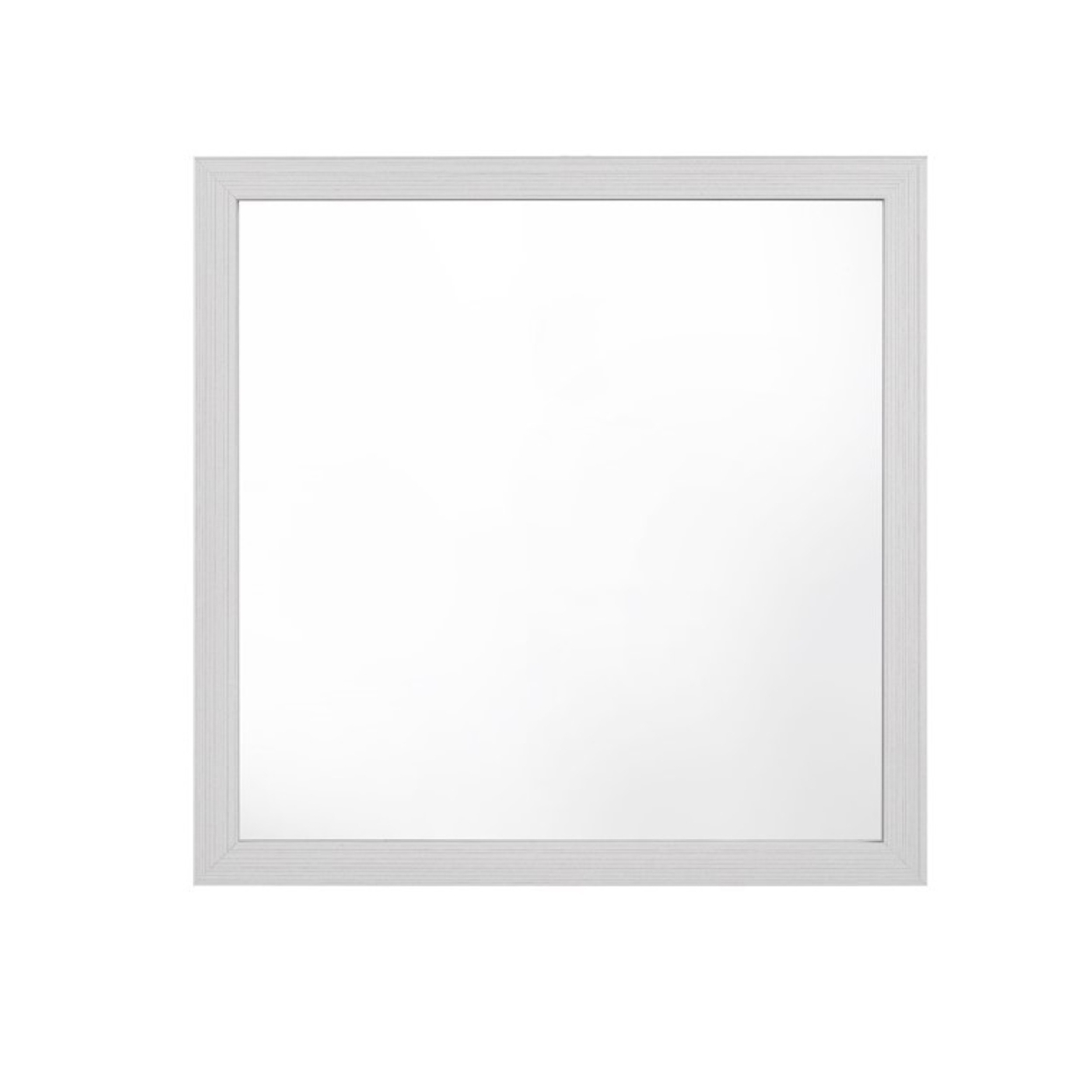 Cos 40 Inch Modern Wall Mirror, Square Wood Frame, White- Saltoro Sherpi