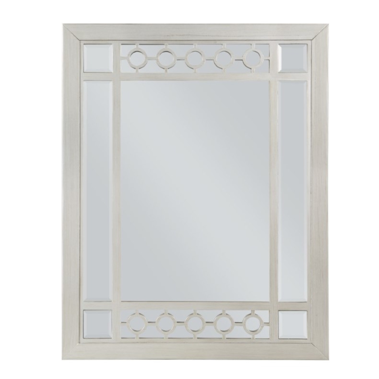 Nic 40 Inch Accent Mirror, Beveled Wood Frame Portrait, Silver- Saltoro Sherpi