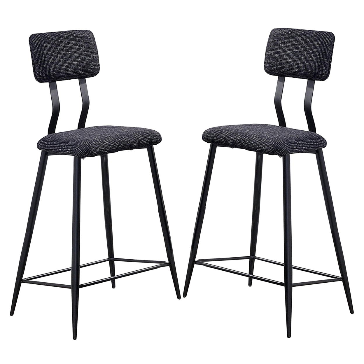 30 Inch Bar Height Chair, Padded Seating, Metal Legs, Black- Saltoro Sherpi