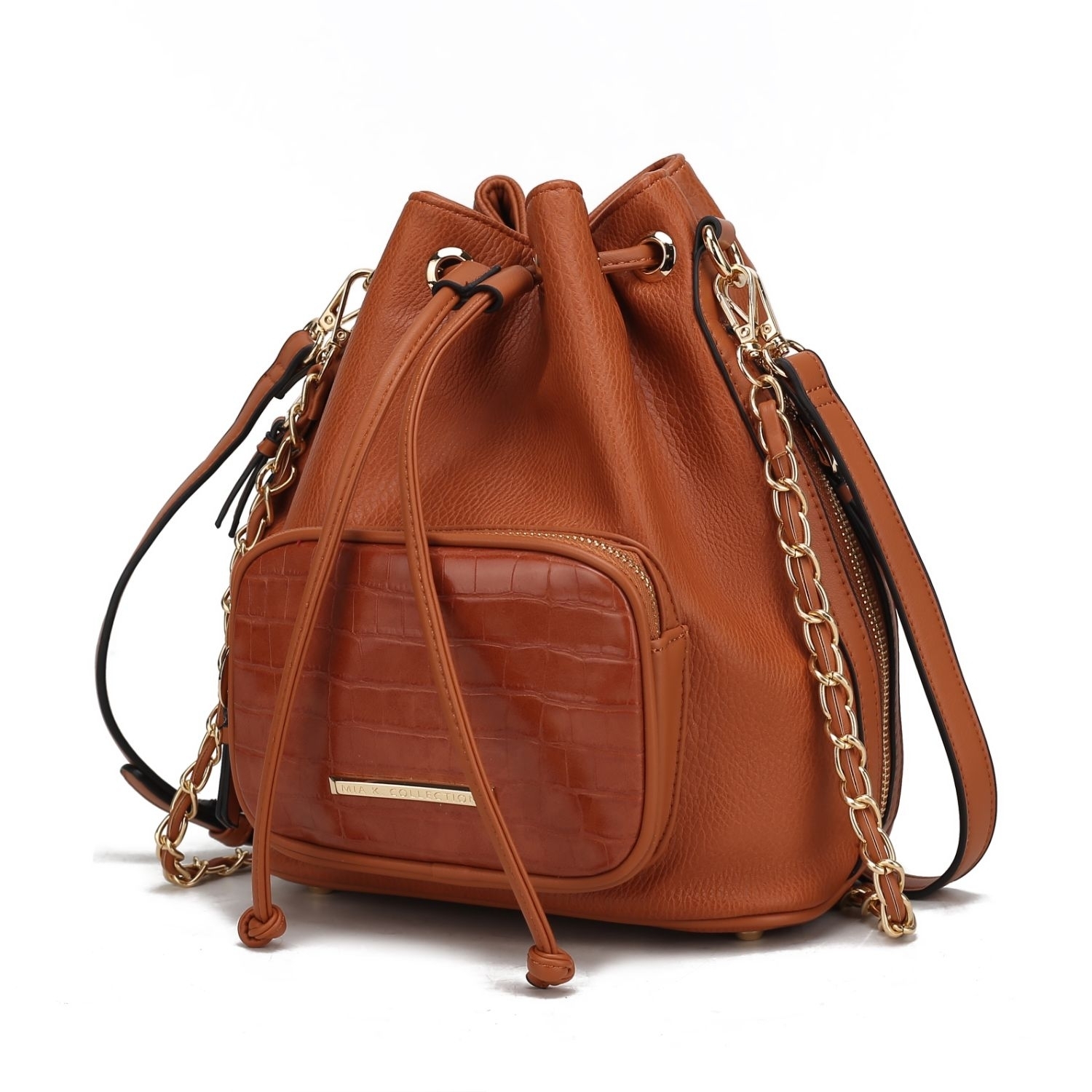 MKF Collection Azalea Bucket Handbag By Mia K - Cognac