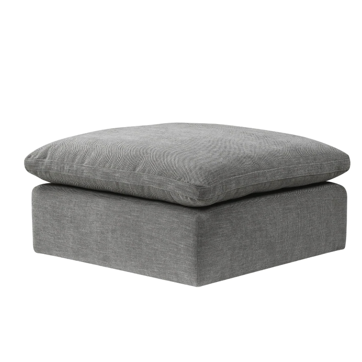 Shar 37 Inch Square Ottoman, Removable Pillow Top Cushion, Gray- Saltoro Sherpi