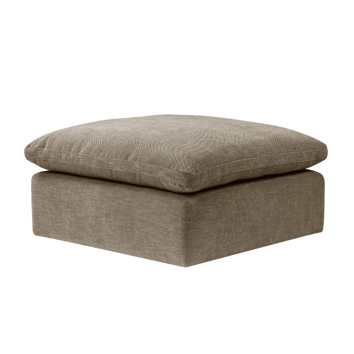 Scott 37 Inch Square Ottoman, Removable Pillow Top Cushion, Beige- Saltoro Sherpi