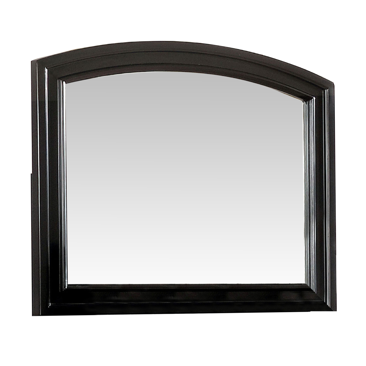 Glan 42 Inch Wall Mirror, Molded Trim, Wood Frame, Curved Top, Black- Saltoro Sherpi