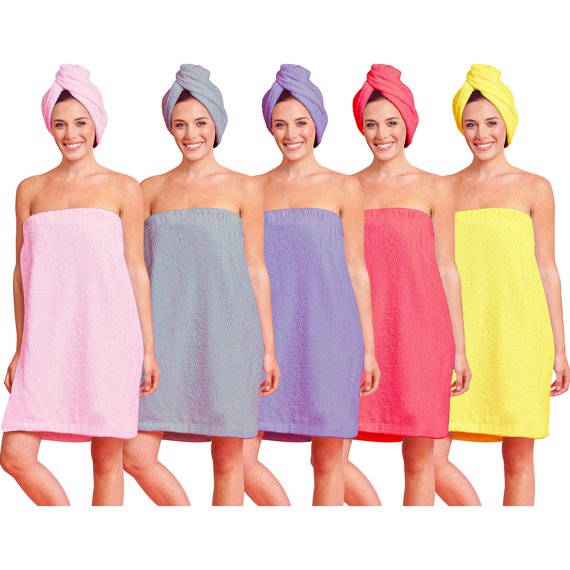 2-Piece Women's Spa Body Wrap & Hair Towel - Yellow