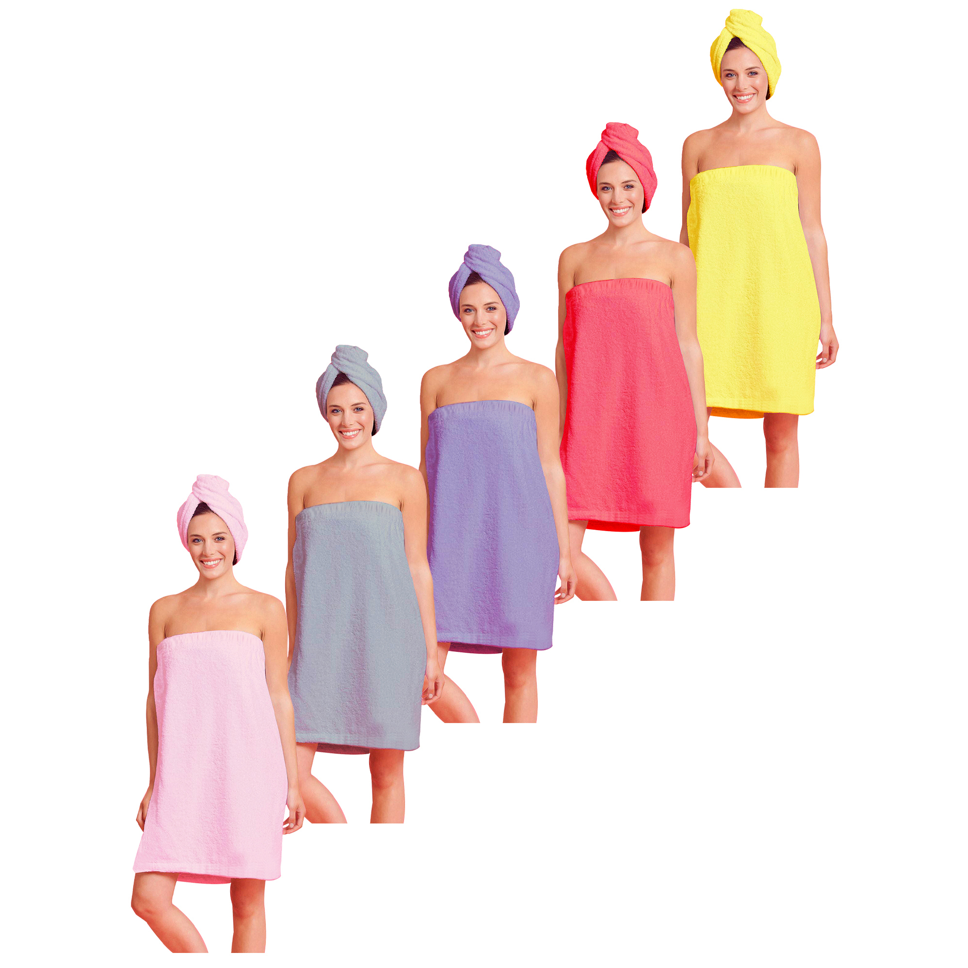 2-Piece Women's Spa Body Wrap & Hair Towel - Red