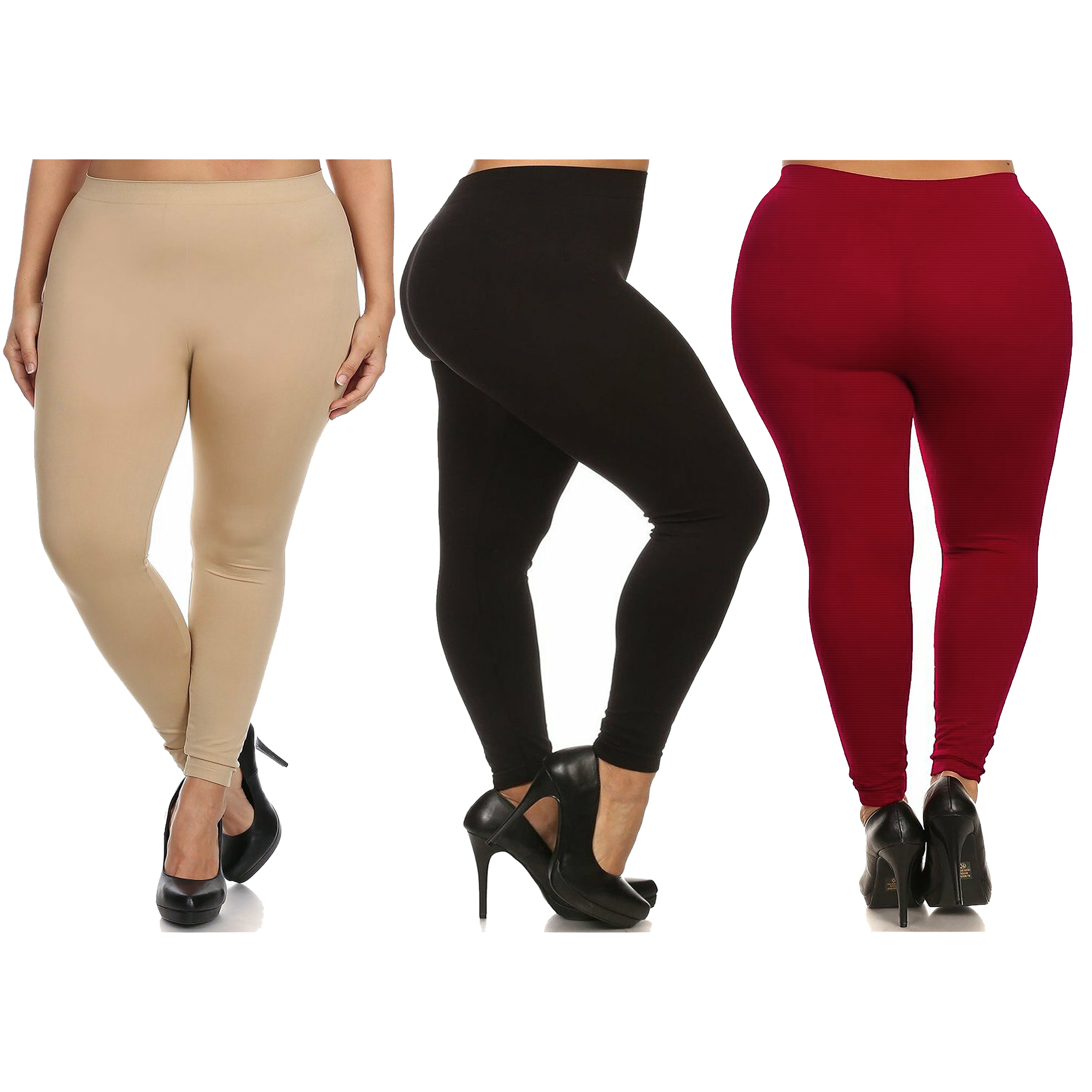 Multi-Pack: Plus Size Women's Casual Ultra-Soft Workout Yoga Leggings - 3 Pack