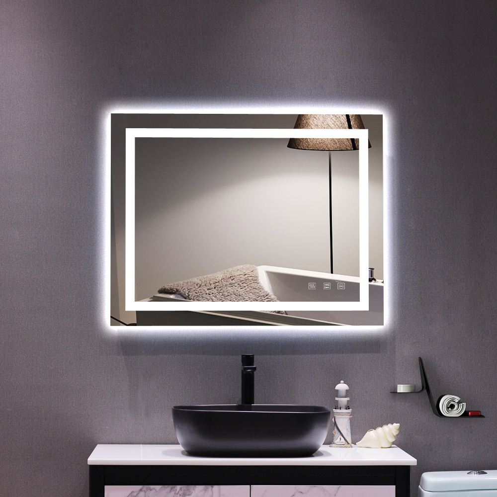 dobaLED Lighted Bathroom Mirror, Horizontal/Vertical Wall Mounted Vanity Mirror with Light, Anti Fog, Dimmable Touch Sensor 5 Size - 36 x 28 inch
