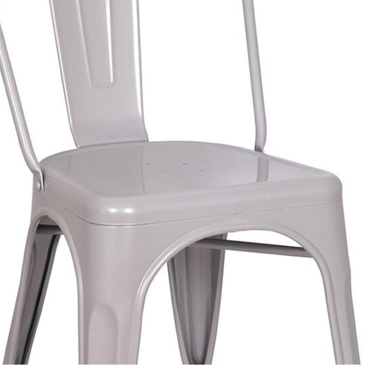 Steel Side Chair (Set 2), Silver- Saltoro Sherpi