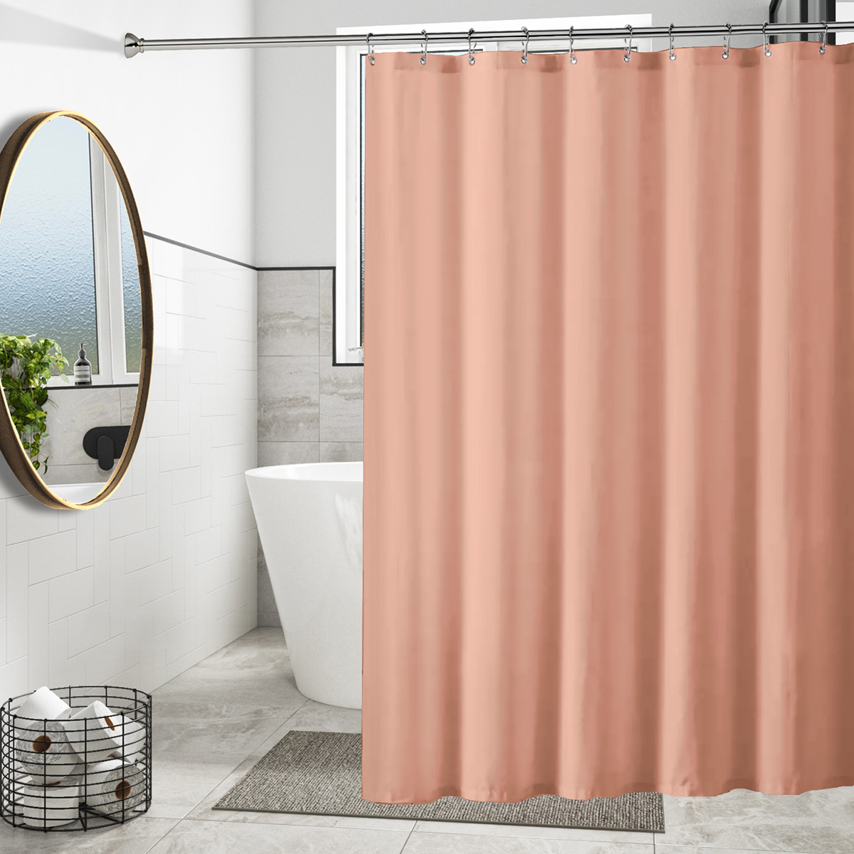 2-Pack Mildew Resistant Heavyweight Vinyl Shower Curtain Liner With Magnets Metal Grommets