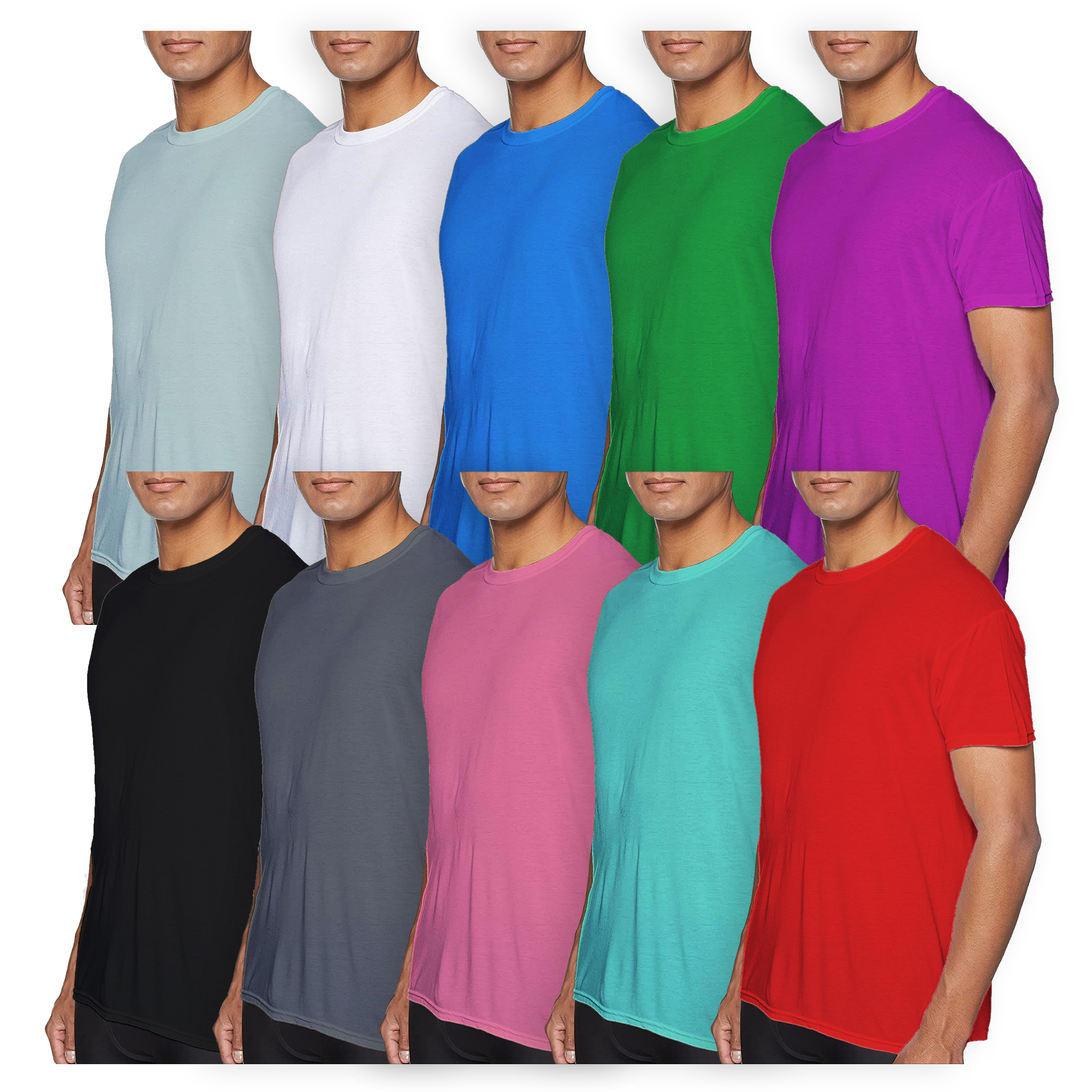 4-Pack: Men's Laviva Active Moisture Wicking Dry Fit Crew Neck Shirts - M