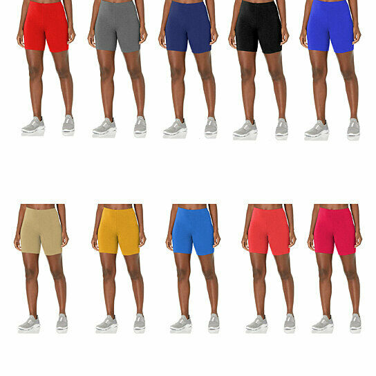 4-Pack: Women's Solid Slim Fit Comfy Stretchy Elastic Waistband Biker Shorts - XL