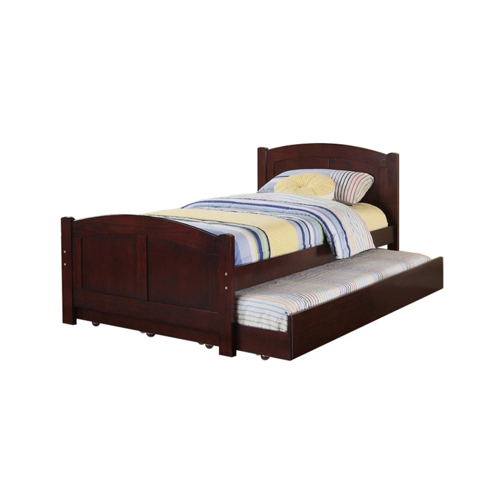 Fascinating Wooden Twin Bed With Trundle, Cherry Brown- Saltoro Sherpi
