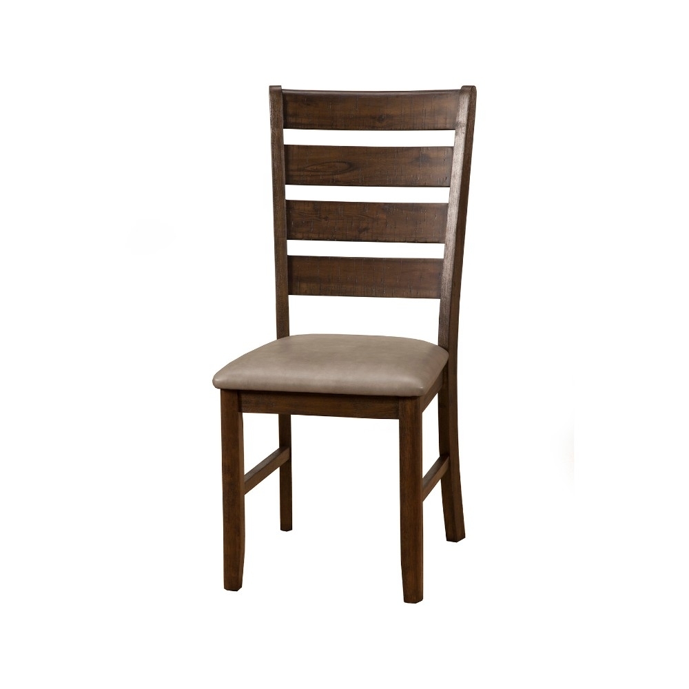 Wooden Side Chairs With Laddder Back Design Set Of 2 Brown- Saltoro Sherpi