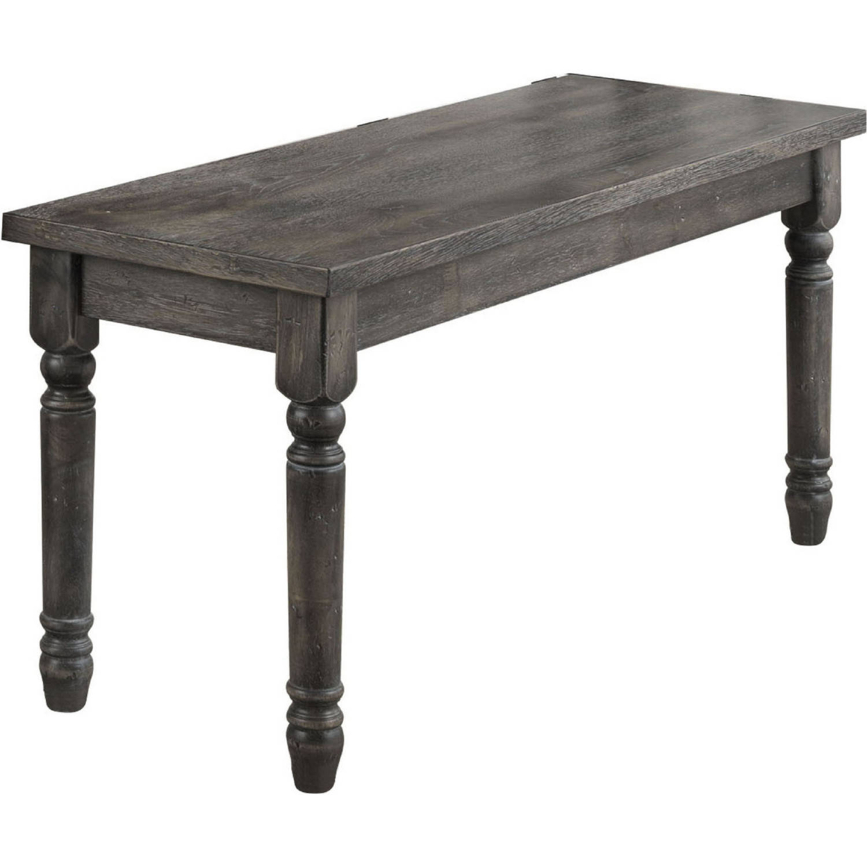 Transitional Style Wood Bench With Turned Legs, Gray- Saltoro Sherpi