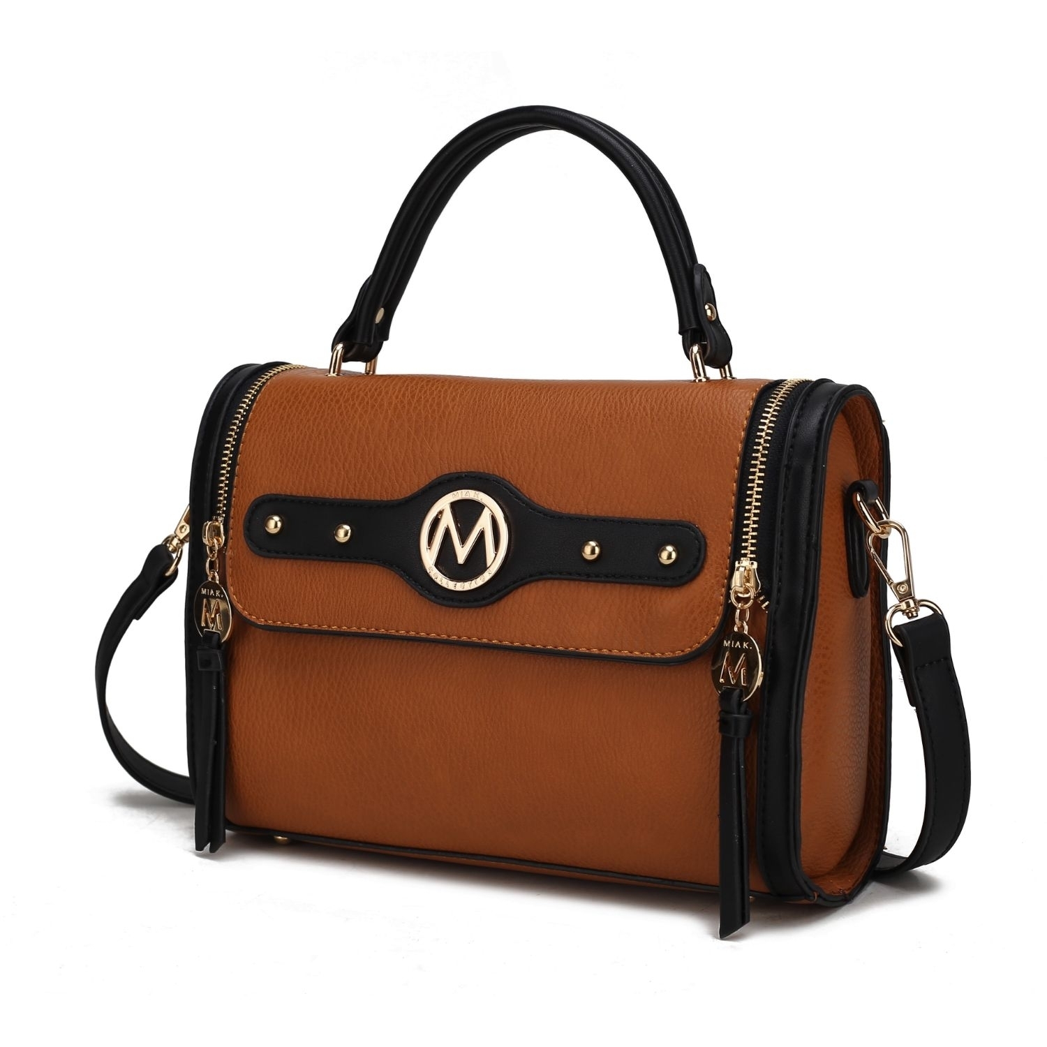 MKF Collection Sabrina Color Block Shoulder Handbag By Mia K - Cognac