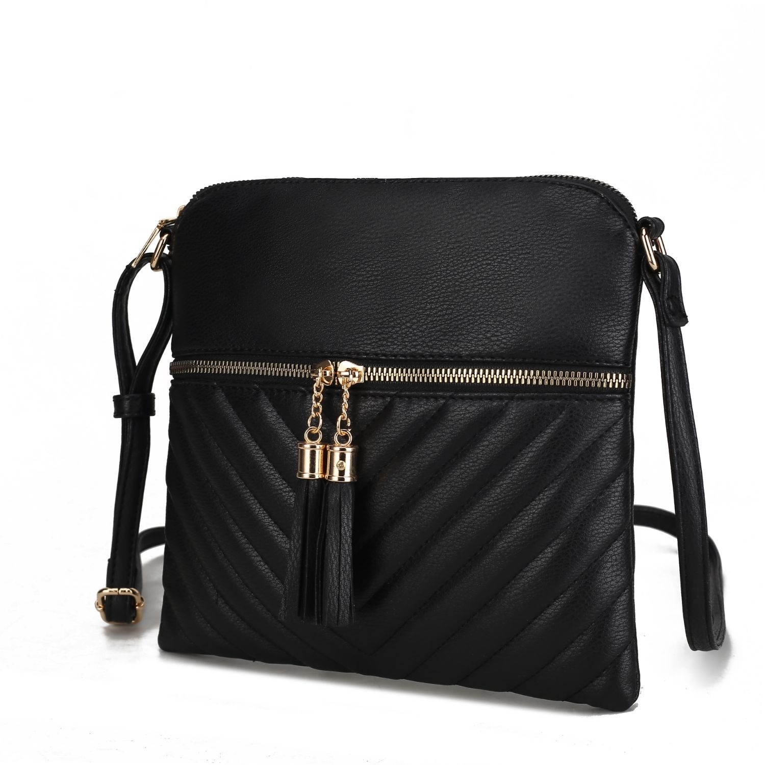 MKF Collection Winnie Crossbody Handbag For Women's Vegan Leather Medium Messenger Handbag By Mia K. - Black