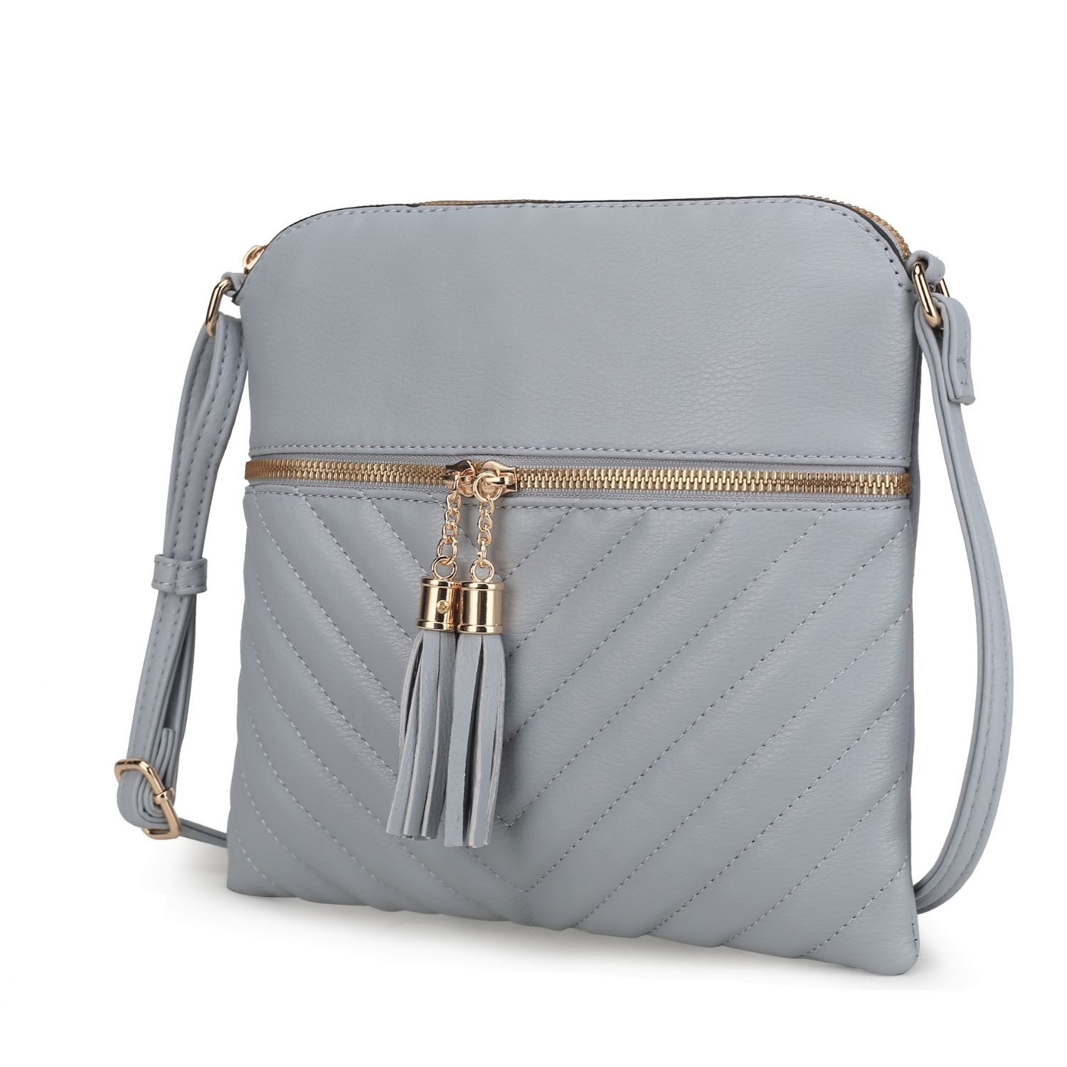 MKF Collection Winnie Crossbody Handbag For Women's Vegan Leather Medium Messenger Handbag By Mia K. - Lt Blue
