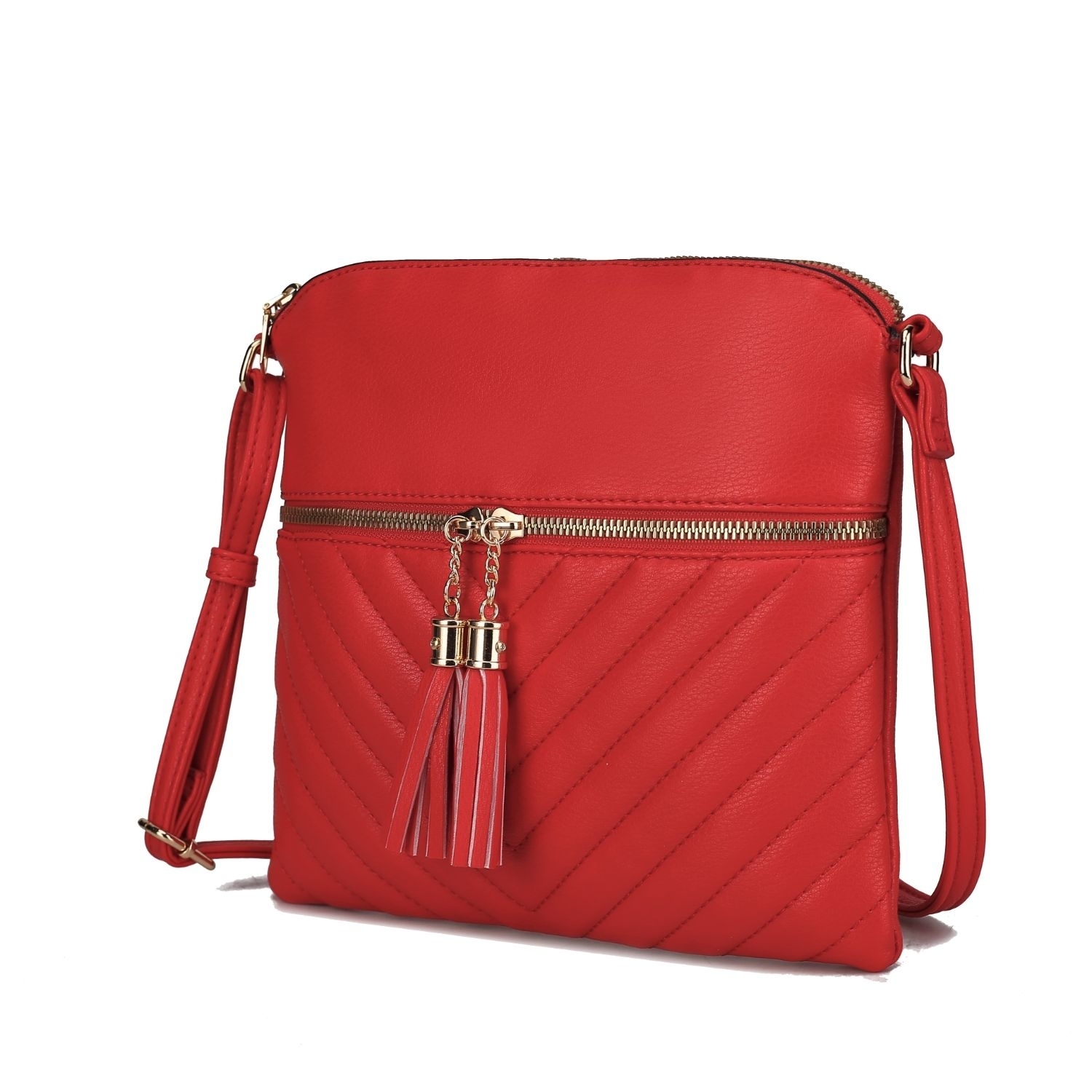 MKF Collection Winnie Crossbody Handbag For Women's Vegan Leather Medium Messenger Handbag By Mia K. - Red