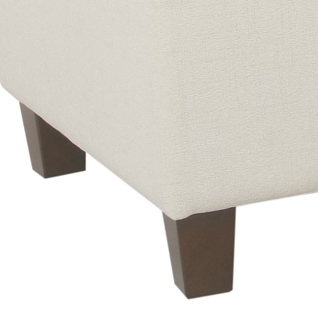 Fabric Upholstered Button Tufted Wooden Bench With Hinged Storage, White And Brown- Saltoro Sherpi