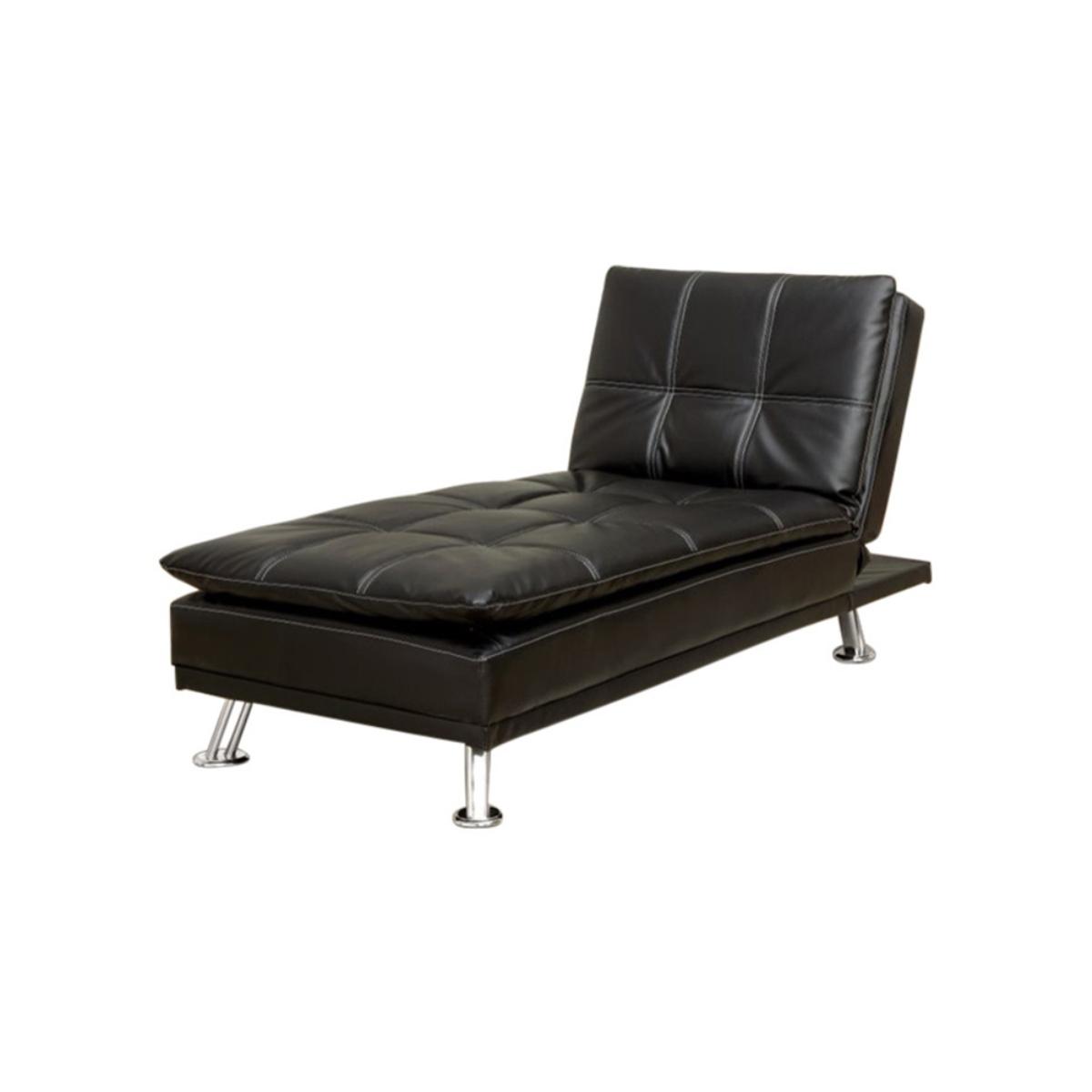 Modern Style Leatherette Chaise, Black- Saltoro Sherpi