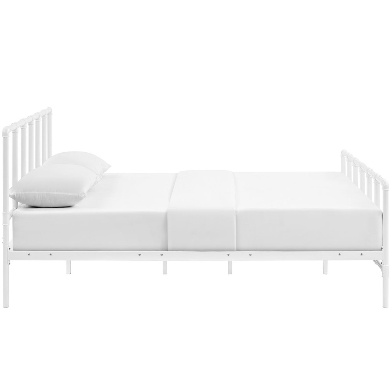 Dower Queen Stainless Steel Bed, White