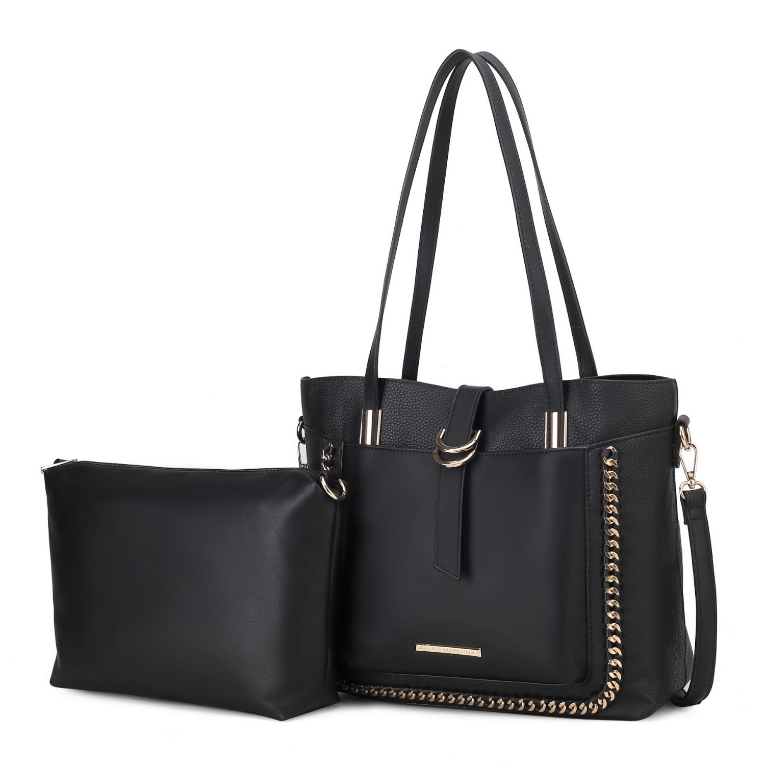 MKF Collection Raya Shoulder Handbag For Women's Vegan Leather Large With Crossbody Pouch Handbag By Mia K - Black