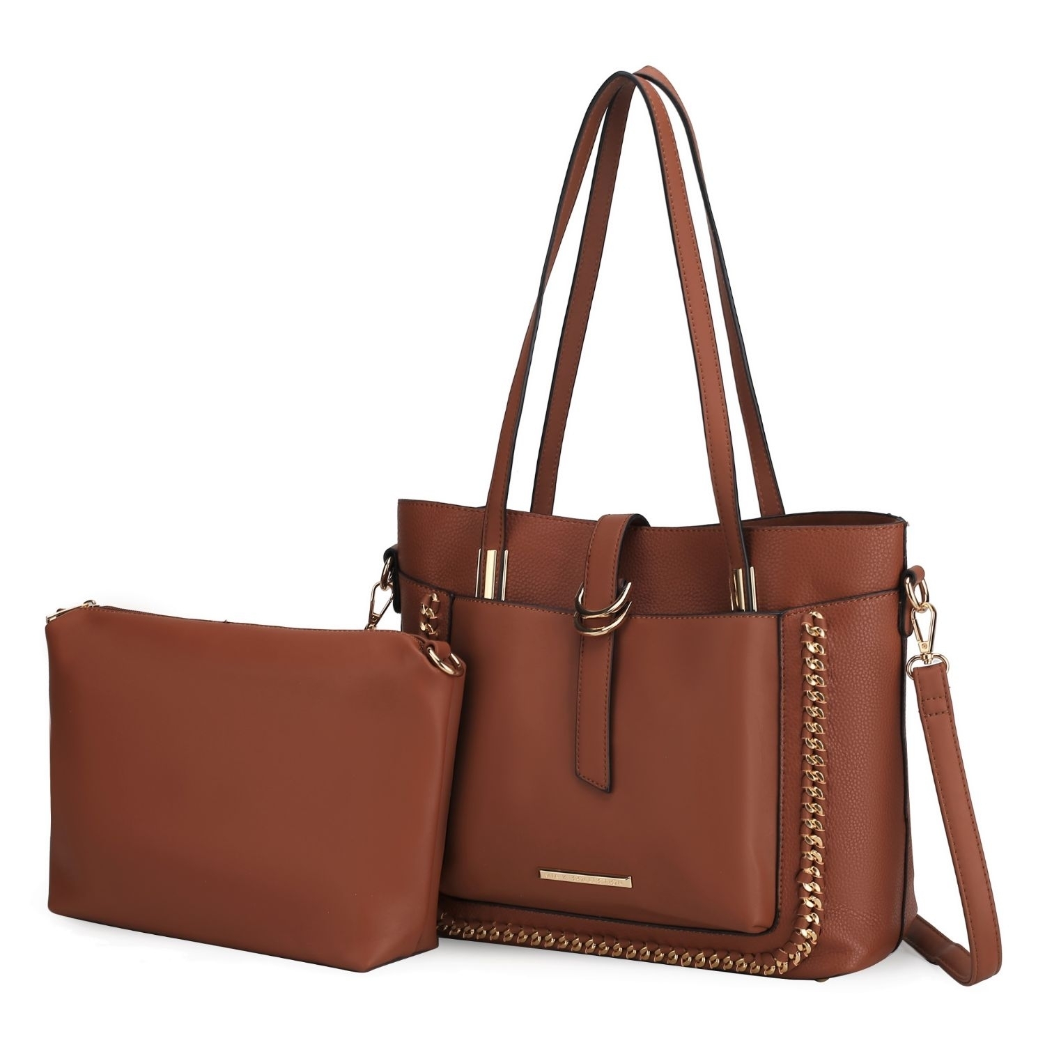 MKF Collection Raya Shoulder Handbag For Women's Vegan Leather Large With Crossbody Pouch Handbag By Mia K - Light Grey