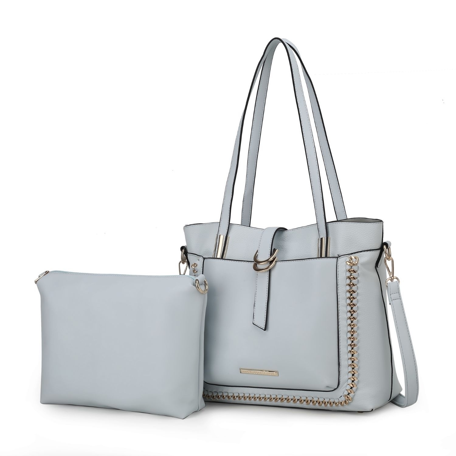 MKF Collection Raya Shoulder Handbag For Women's Vegan Leather Large With Crossbody Pouch Handbag By Mia K - Light Blue