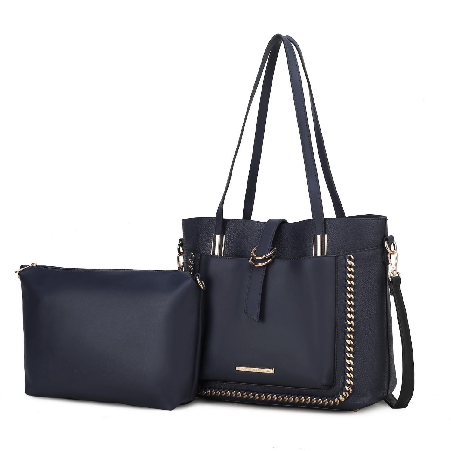 MKF Collection Raya Shoulder Handbag For Women's Vegan Leather Large With Crossbody Pouch Handbag By Mia K - Navy