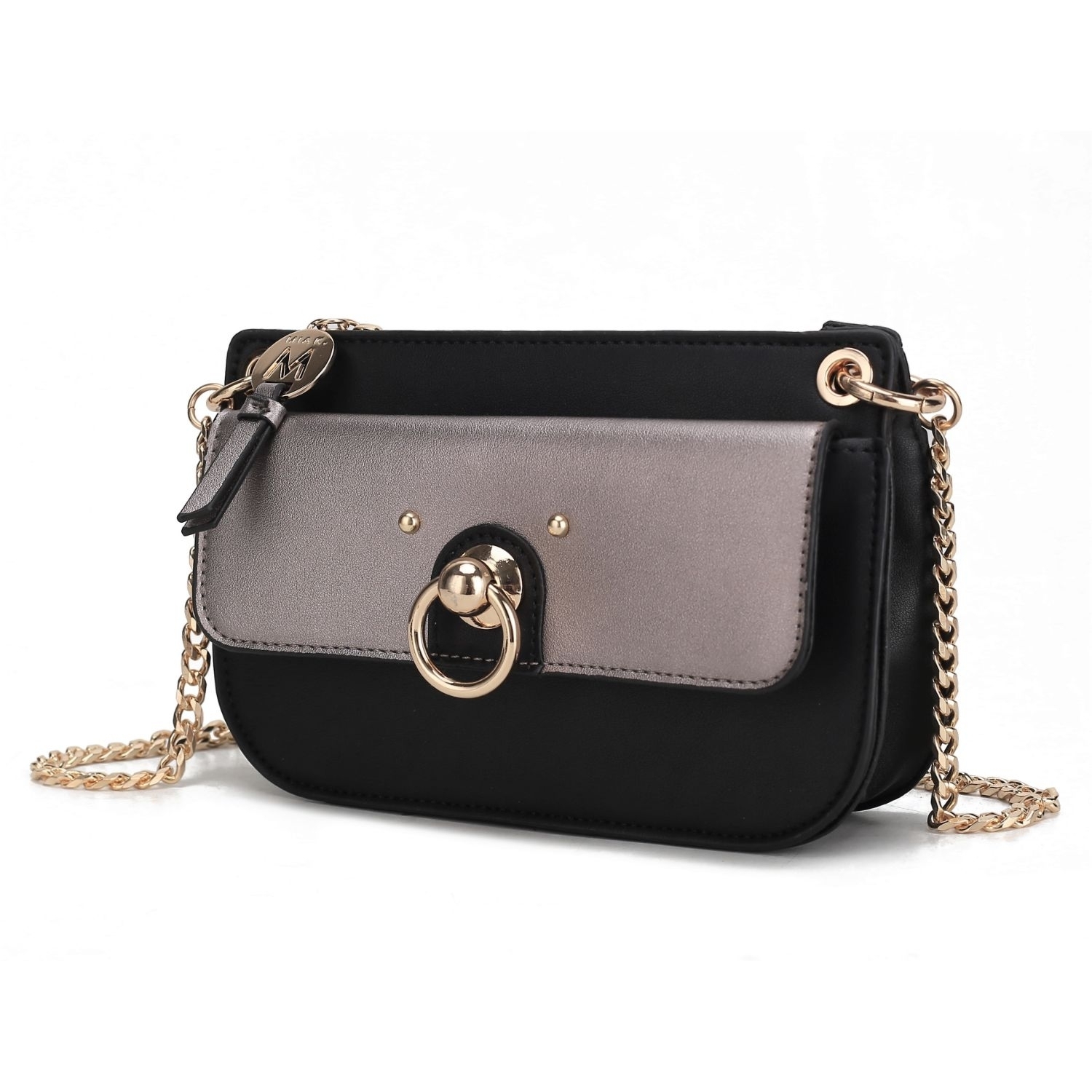 MKF Collection Jill Crossbody Handbag For Women Vegan Leather Medium Messenger Handbag By Mia K. - Black-pewter