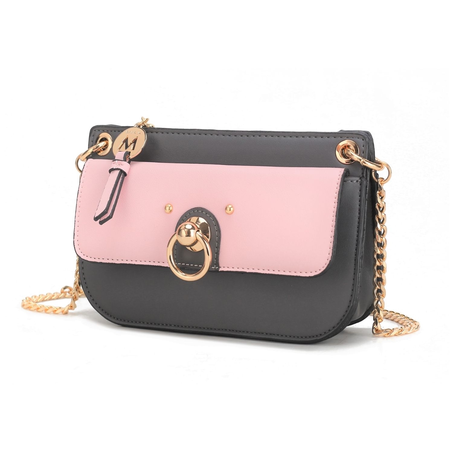MKF Collection Jill Crossbody Handbag For Women Vegan Leather Medium Messenger Handbag By Mia K. - Charcoal-pink