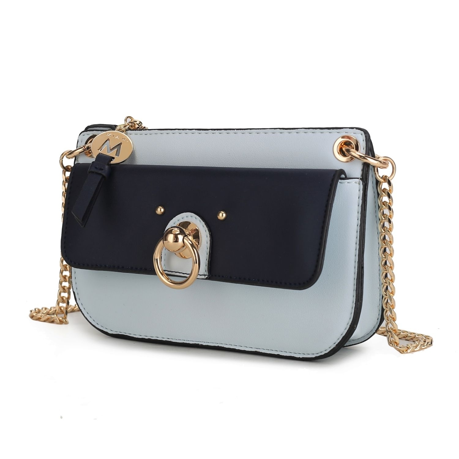 MKF Collection Jill Crossbody Handbag For Women Vegan Leather Medium Messenger Handbag By Mia K. - Lt Blue-navy