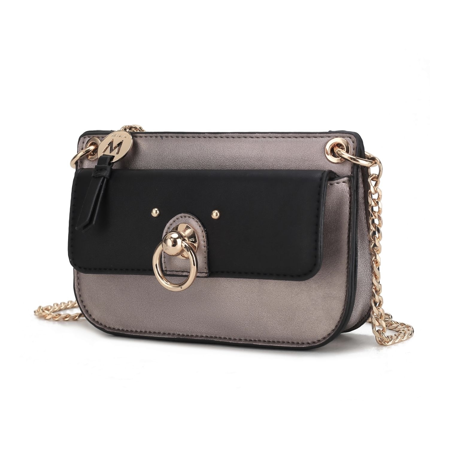 MKF Collection Jill Crossbody Handbag For Women Vegan Leather Medium Messenger Handbag By Mia K. - Pewter-black