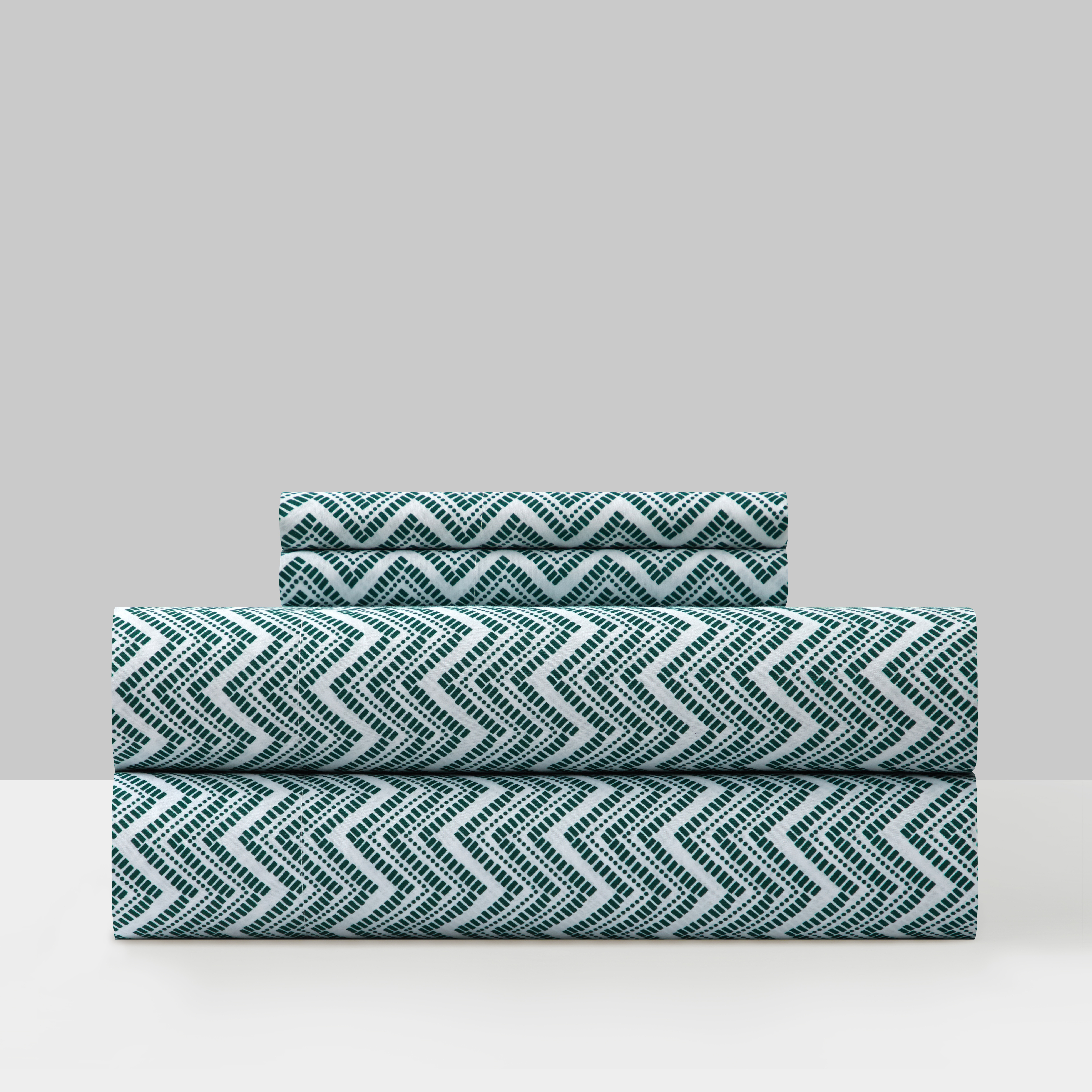 Alaina 3 Or 4 Piece Sheet Set Super Soft Contemporary Striped Chevron - Green, Twin Extra-long