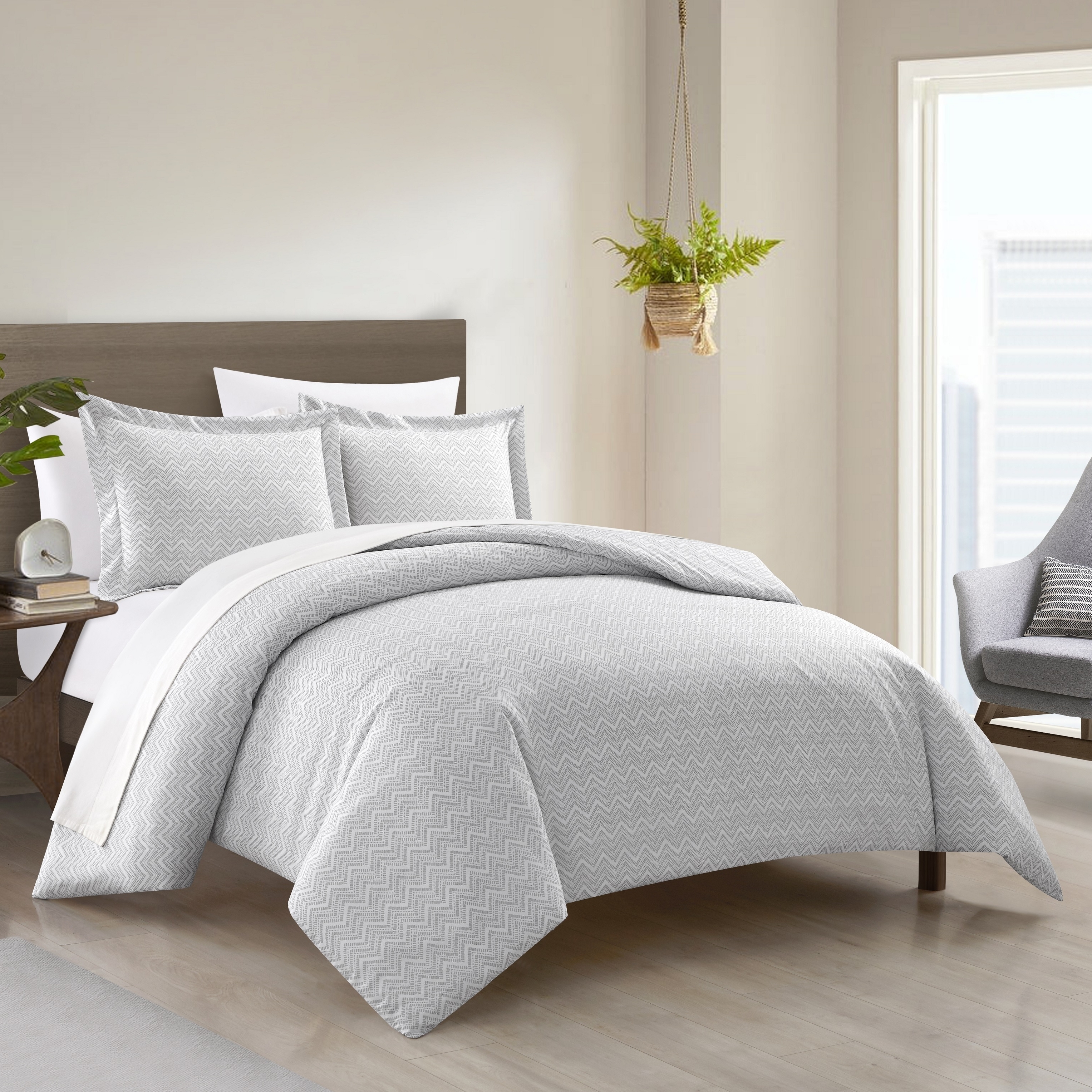Blaine 2 Or 3 Piece Duvet Cover Set Contemporary Two Tone Striped - Grey, King