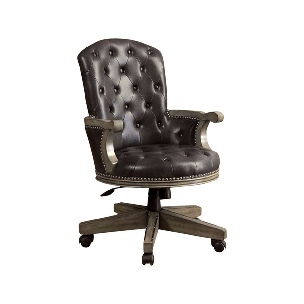 Yelena Height Adjustable Arm Chair In Gray And Black- Saltoro Sherpi