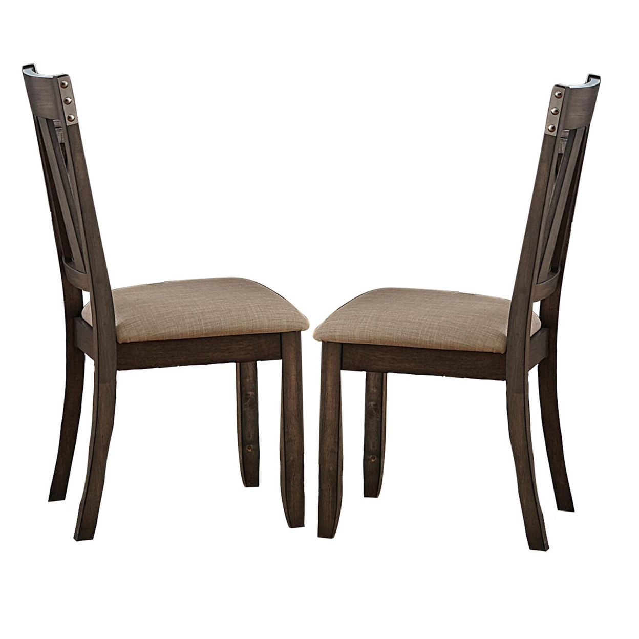 Wood Side Chair With Slightly Flared Back Legs, Brown, Set Of 2- Saltoro Sherpi