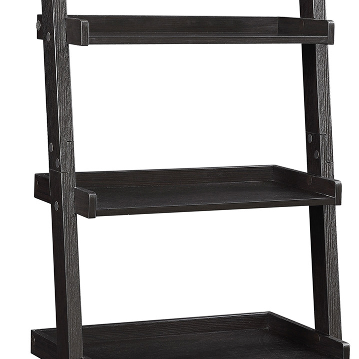 Sleek Wooden Ladder Bookcase With 5 Shelves, Brown- Saltoro Sherpi
