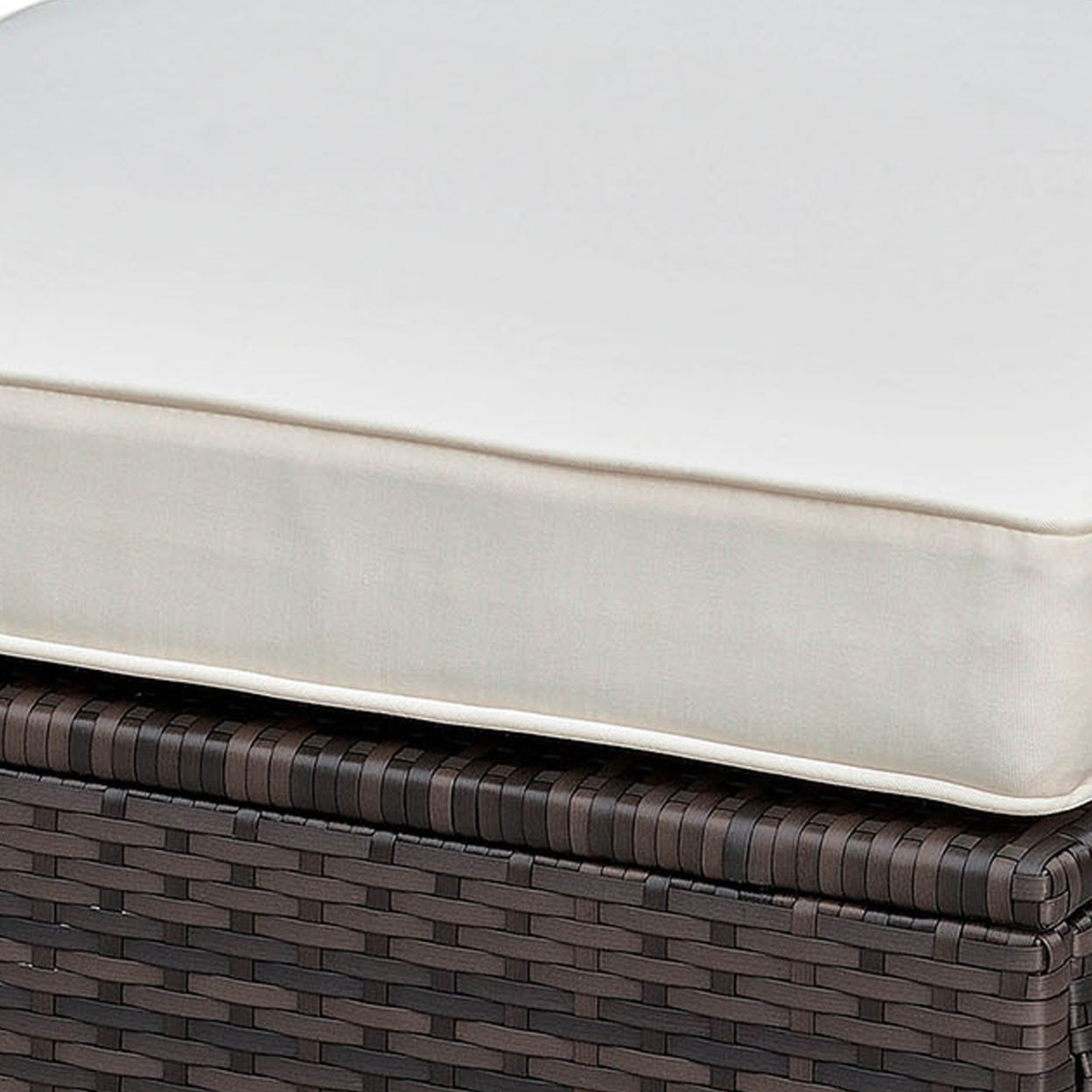 Aluminium Frame Faux Polyester Upholstered Square Ottoman, Brown And White- Saltoro Sherpi