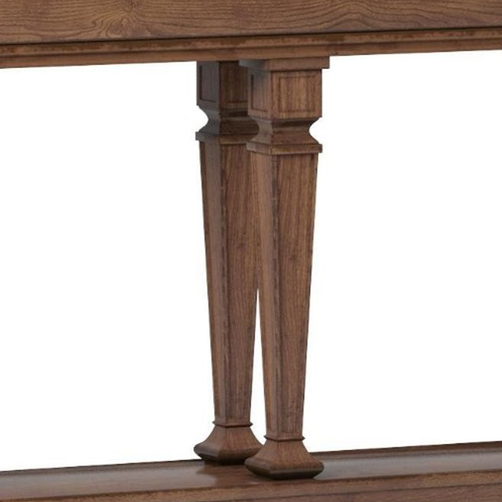 Wooden Console Table With One Bottom Shelf, Oak Brown- Saltoro Sherpi