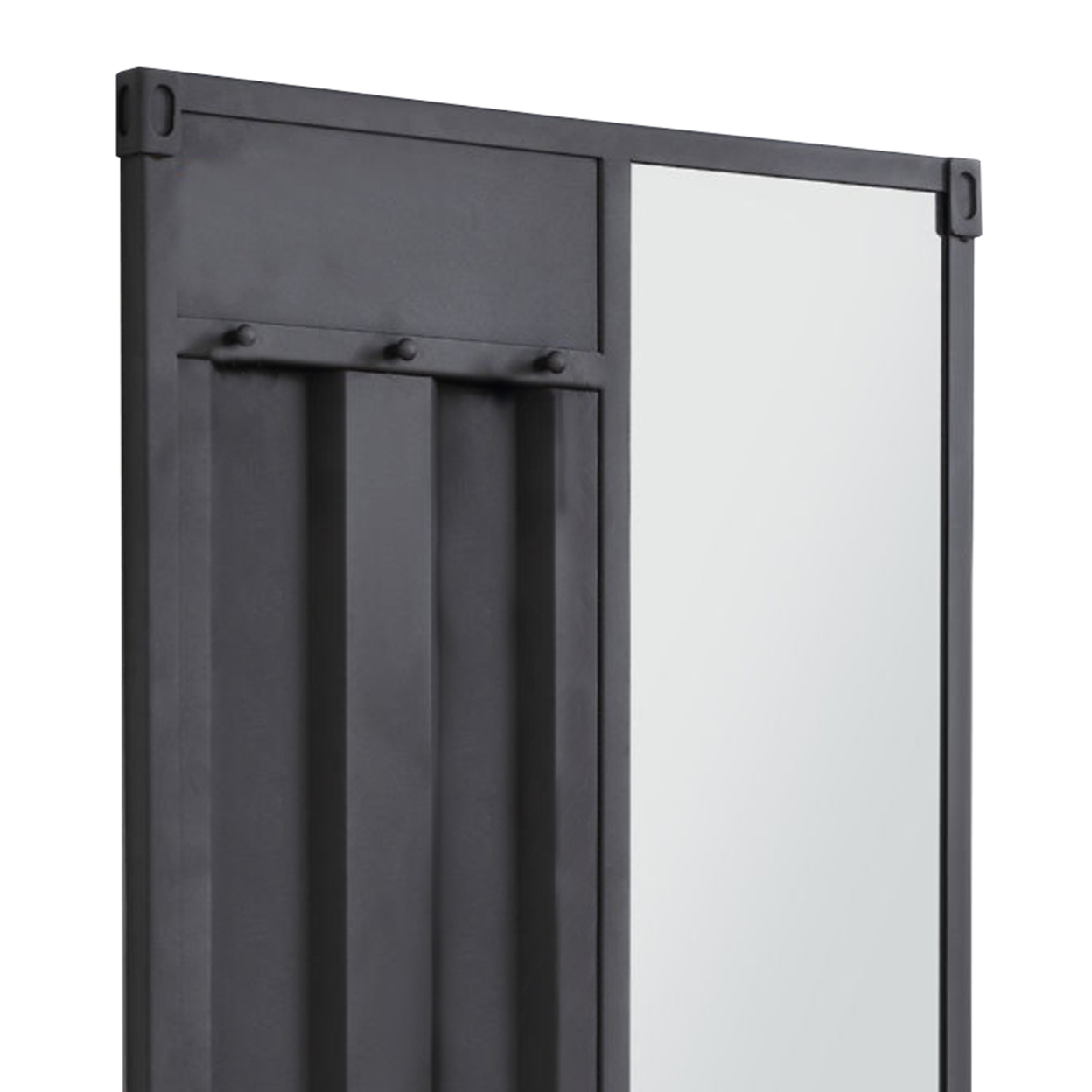 Rectangular Cargo Bedroom Mirror, Black- Saltoro Sherpi