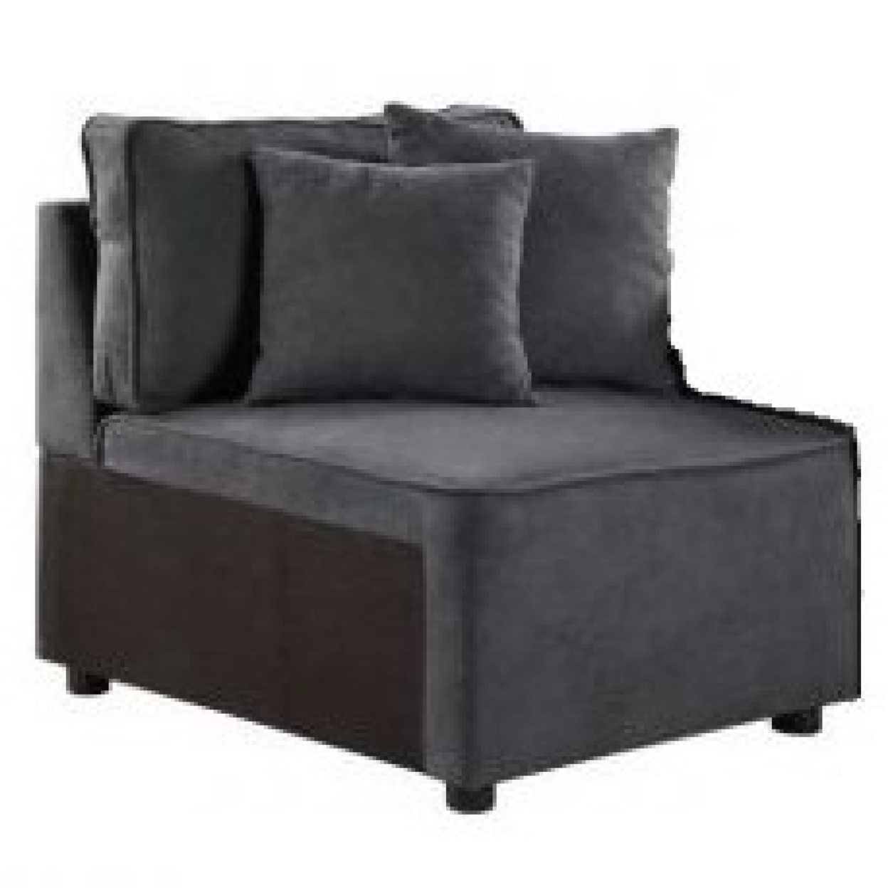 29 Inch Modular Chair, Pocket Coil, 2 Pillows, Dark Charcoal Gray- Saltoro Sherpi