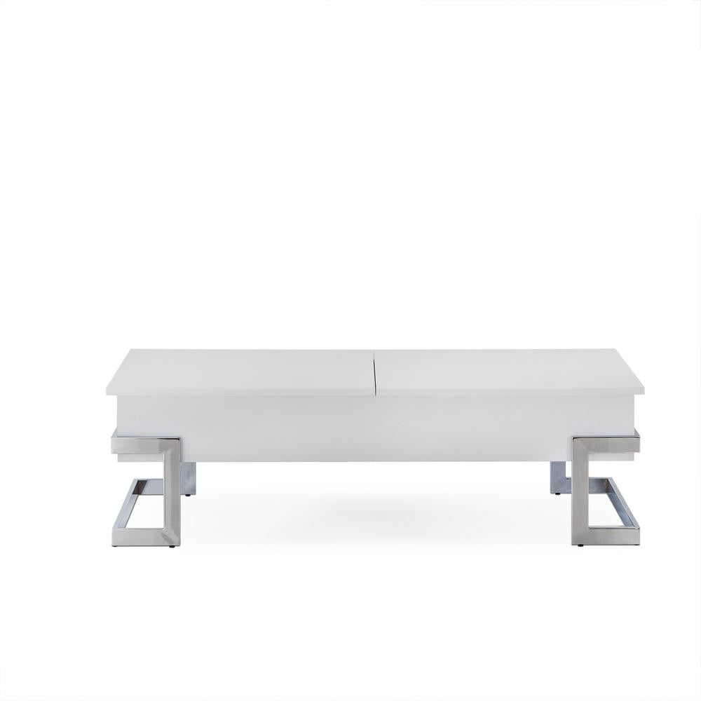 Wooden Coffee Table With Lift Top Storage Space, White- Saltoro Sherpi
