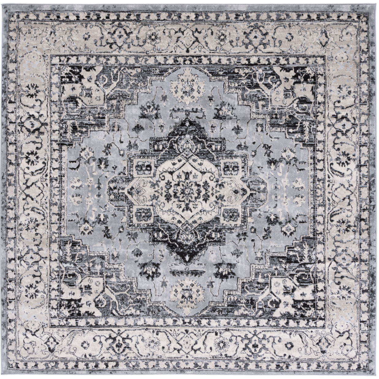 SAFAVIEH Brentwood Collection BNT851H Grey / Black Rug - 6' 7 Square