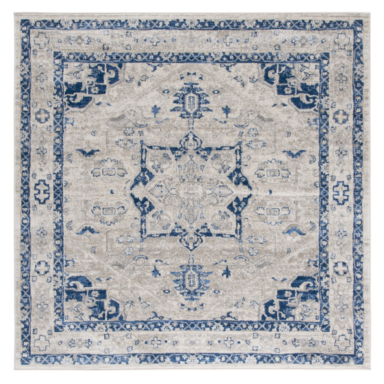 SAFAVIEH Brentwood Collection BNT852C Beige / Blue Rug - 6' 7 Square